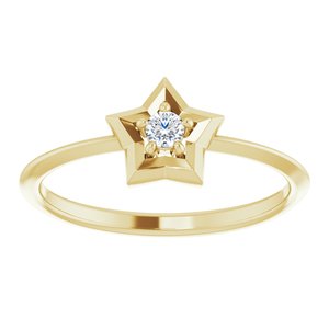 14K Yellow 3 mm Round April Youth Star Birthstone Ring