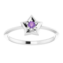 Charger l'image dans la galerie, Sterling Silver 3 mm Round February Youth Star Birthstone Ring
