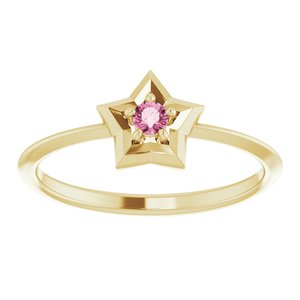 14K Yellow 3 mm Round October Youth Star Birthstone Ring