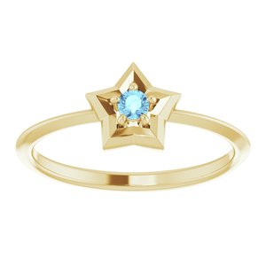 14K Yellow 3 mm Round March Youth Star Birthstone Ring