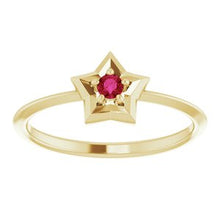 Load image into Gallery viewer, 14K Yellow 3 mm Round July Youth Star Birthstone Ring
