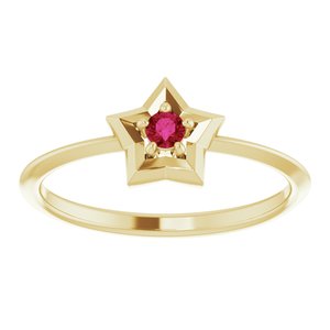 14K Yellow 3 mm Round July Youth Star Birthstone Ring