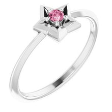 Load image into Gallery viewer, Sterling Silver 3 mm Round October Youth Star Birthstone Ring

