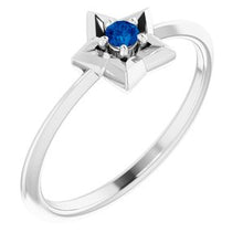Load image into Gallery viewer, Sterling Silver 3 mm Round September Youth Star Birthstone Ring
