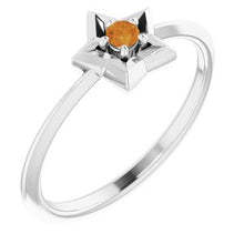 Load image into Gallery viewer, Sterling Silver 3 mm Round November Youth Star Birthstone Ring

