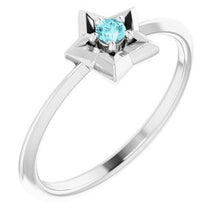 Load image into Gallery viewer, Sterling Silver 3 mm Round December Youth Star Birthstone Ring
