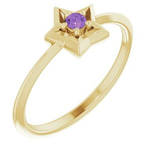 Load image into Gallery viewer, 14K Yellow 3 mm Round February Youth Star Birthstone Ring
