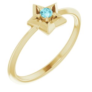 14K Yellow 3 mm Round December Youth Star Birthstone Ring