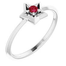 Load image into Gallery viewer, Sterling Silver 3 mm Round January Youth Star Birthstone Ring

