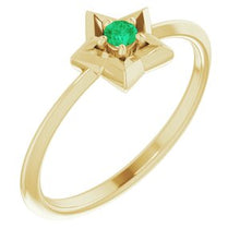 Charger l&#39;image dans la galerie, 14K Yellow 3 mm Round May Youth Star Birthstone Ring
