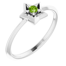 Load image into Gallery viewer, Sterling Silver 3 mm Round August Youth Star Birthstone Ring
