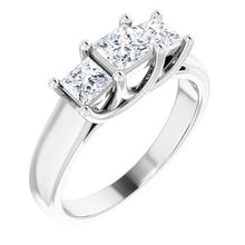 Load image into Gallery viewer, Sterling Silver 4x4 mm &amp; 3.5x3.5 mm Square Cubic Zirconia Three-Stone Ring Size 7
