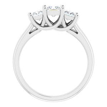 Charger l'image dans la galerie, Sterling Silver 4x4 mm &amp; 3.5x3.5 mm Square Cubic Zirconia Three-Stone Ring Size 8
