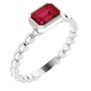 14K White Ruby Stackable Family Ring