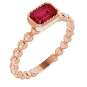 Bague de famille empilable rubis rose 14K