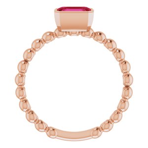 Bague de famille empilable rubis rose 14K
