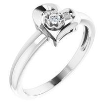 Load image into Gallery viewer, Sterling Silver 2 mm Round Cubic Zirconia Heart Ring Size 6
