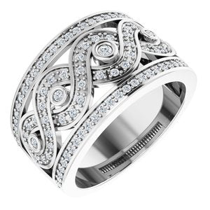 14K Blanc 5/8 CTW Diamant ajouré d'inspiration infini bande