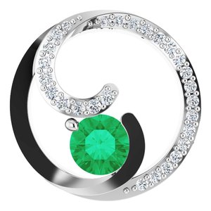 14K White Emerald & 1/4 CTW Diamond Pendant