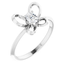 Charger l&#39;image dans la galerie, Sterling Silver 4x3 mm Oval April Youth Butterfly Birthstone Ring
