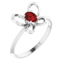 Charger l'image dans la galerie, Sterling Silver 4x3 mm Oval January Youth Butterfly Birthstone Ring
