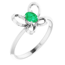 Charger l&#39;image dans la galerie, Sterling Silver 4x3 mm Oval May Youth Butterfly Birthstone Ring
