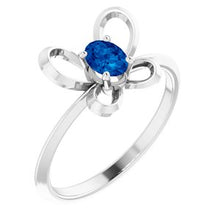 Charger l&#39;image dans la galerie, Sterling Silver 4x3 mm Oval September Youth Butterfly Birthstone Ring
