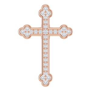 14K Rose 1 CTW Diamond Cross Pendant
