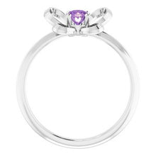 Charger l&#39;image dans la galerie, Sterling Silver 4x3 mm Oval February Youth Butterfly Birthstone Ring
