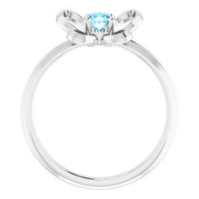 Load image into Gallery viewer, Sterling Silver 4x3 mm Oval March Youth Butterfly Birthstone Ring
