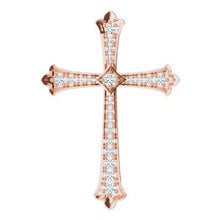 Load image into Gallery viewer, 14K Rose 1 CTW Diamond Cross Pendant
