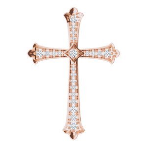 14K Rose 1 CTW Diamond Cross Pendant