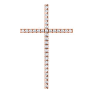 14K Rose 1 CTW Diamond Cross Pendant