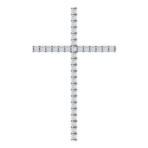 14K White 1 CTW Diamond Cross Pendant