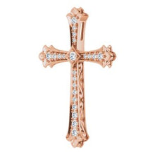Load image into Gallery viewer, 14K Rose 1 CTW Diamond Cross Pendant
