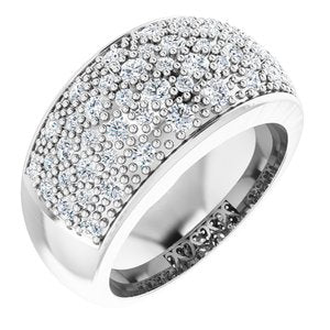 Bague micro pavée de diamants 14K blanc 1 CTW taille 5