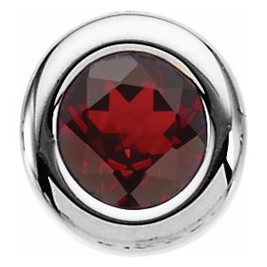 14K White 4 mm Round Imitation Garnet Birthstone Slide