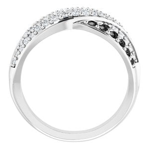 Bague en diamant 14K blanc 1 CTW noir et blanc