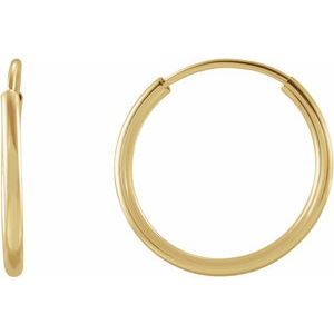 14K Yellow 12 mm Tube Hoop Earrings