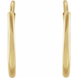 14K Yellow 12 mm Tube Hoop Earrings