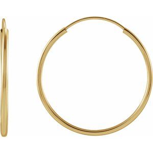 14K Yellow 20 mm Tube Hoop Earrings