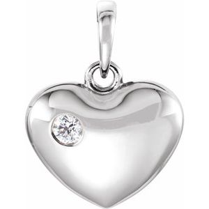 Sterling Silver .05 CT Diamond 16.75x12.15 mm Heart Pendant