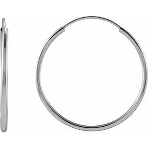 14K White 20 mm Tube Hoop Earrings