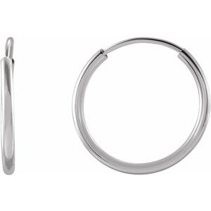 14K White 12 mm Tube Hoop Earrings