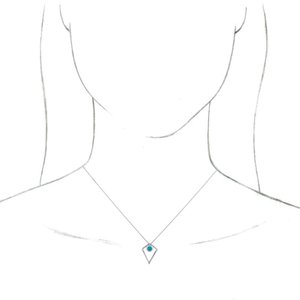 Sterling Silver Turquoise Cabochon Pyramid 16-18" Necklace