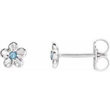 Load image into Gallery viewer, Sterling Silver Youth Imitation March Birthstone Flower Earrings
