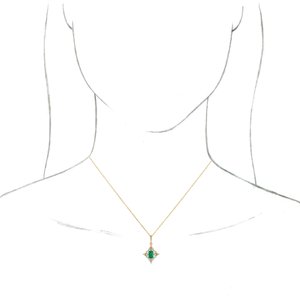 14K Yellow Emerald & 3/8 CTW Diamond 16-18" Necklace