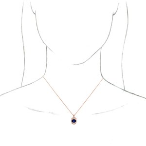14K Rose Blue Sapphire & 1/3 CTW Diamond 16-18" Necklace