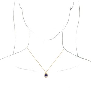 14K Yellow Blue Sapphire & 1/3 CTW Diamond 16-18" Necklace