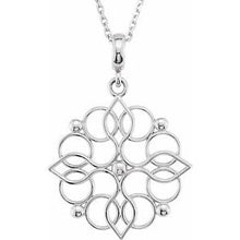 Load image into Gallery viewer, Sterling Silver 27x18.75 mm Floral-Inspired 18&quot; Necklace
